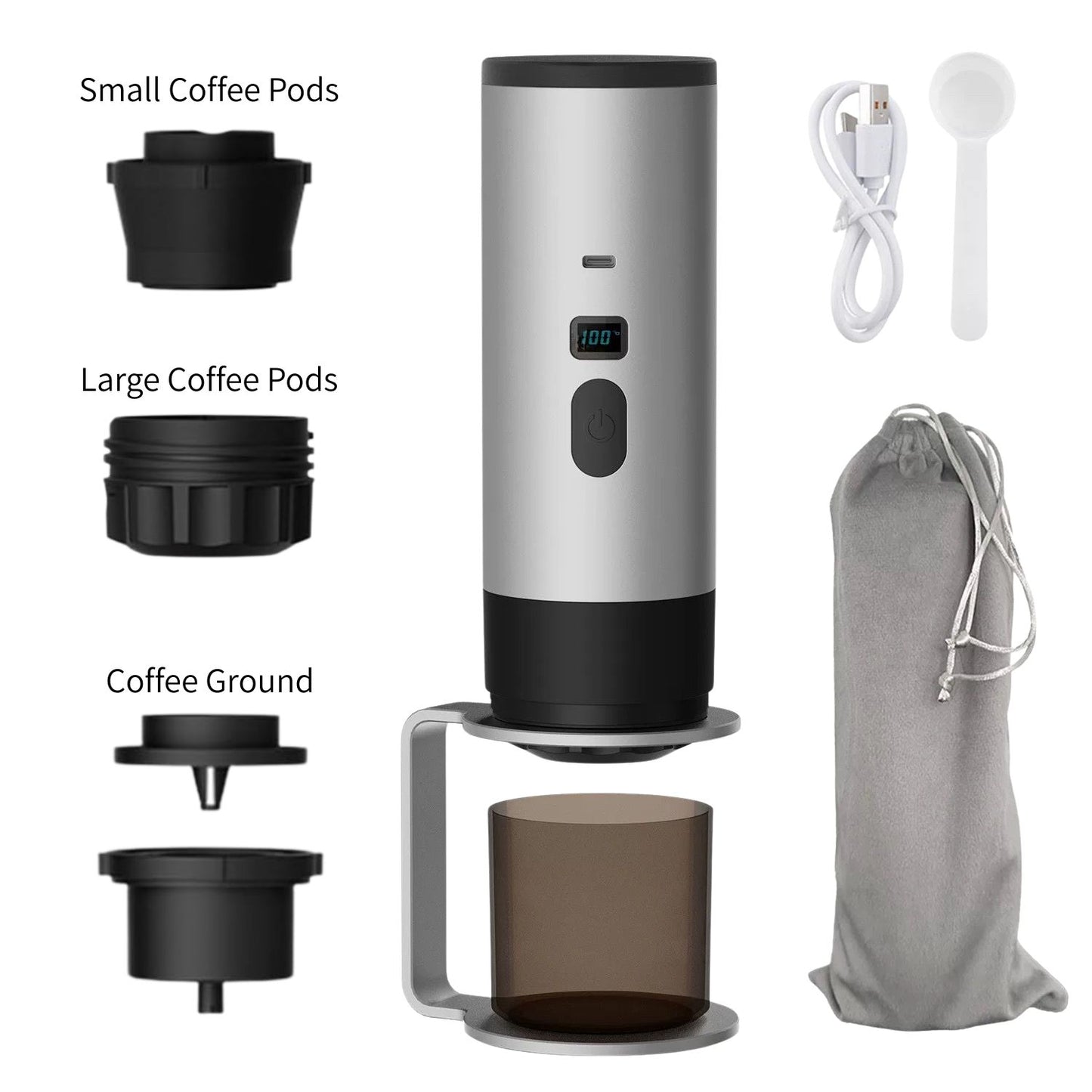 Self-Heating Portable Electric Espresso Machine