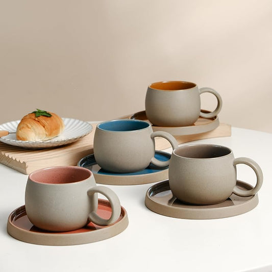 Two-tone Coffee Cup and Saucer Set