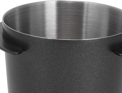 black coffee dosing cup close up